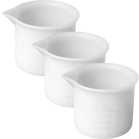 OFFSCH Tazas Medidoras de Silicona Material Reutilizable y Fácil de Medir para Resina y Repostería Set de 3 Capacidad 50ml Adecuado para Manualidades DIY y Hornear