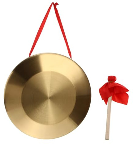 Milisten Gong de Mano y Platillo Chino Instrumento Músical de Percusión para Festivales para Gong de Ópera de Mano con Martillo Varios estilos
