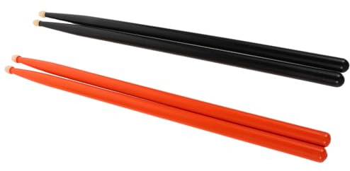 LOLIPPYY 2 pares Palillos de Madera de Arce y Abedul de Diseño Naranja y Negro para Batería Marchante y Práctica de Percusión Aptos para Principiantes y Actuaciones