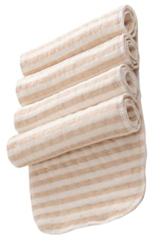 Insert Anti-fuite Lavable pour Couches Bébé 4 Pièces Coton Bio Marron | Doublure 3 Couches, Absorption Renforcée, Barrière Humidité, pour Nourrisson et Usage Réutilisable