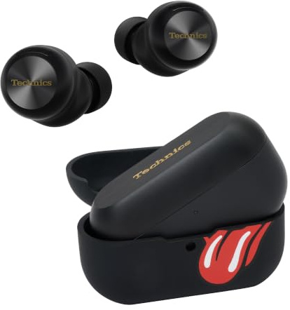 Technics EAH-AZ100E1K Rolling Stones Limited Edition Écouteurs True Wireless avec Driver à Fluide Magnétique, Réduction de Bruit Adaptative, Voice Focus AI, Noir et Étui de Protection