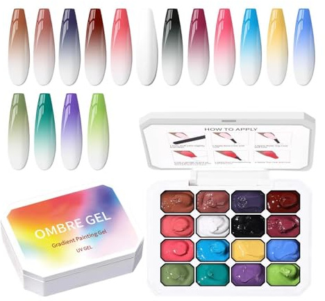 Peinture Gel Pour Ongles Palette De 16 Couleurs Pour Dégradé Par Tamponnage