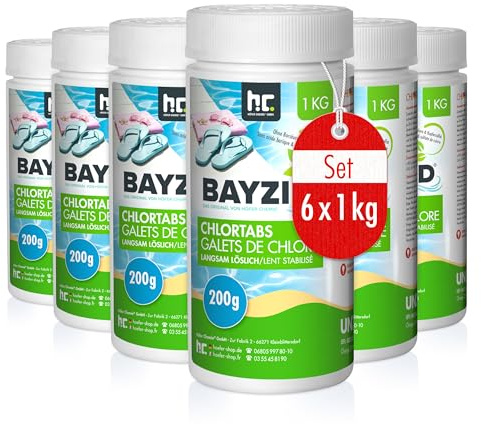 Bayzid Galets de Chlore Lent 6 x 1 kg - Traitement Piscine et Bassin