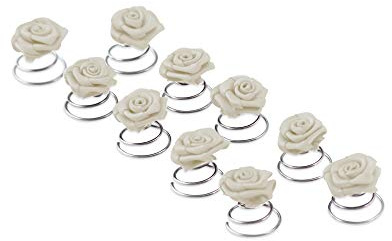 10 x Rosen Curlies - Brauthaarschmuck - Curlie - Haarschmuck | Weiss