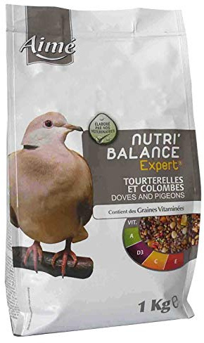 AIME Nourriture pour Tourterelles et Colombes, Nutri'Balance Expert, Menu expert pour Tourterelles, Sac de 1 Kg
