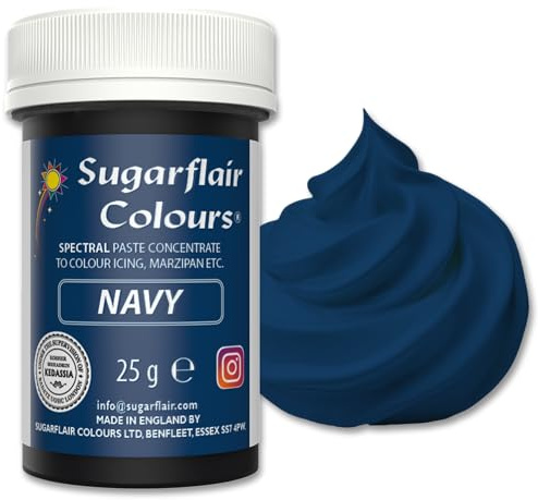 Sugarflair Navy Blue Food Colouring Paste 25g | Concentrated Navy Blue Food Dye for Fondant, Buttercream, Cake Decorating and More - Vegan, Kosher, Bake-Stable