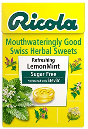 Ricola LemonMint Gotas de menta sin azúcar, 45 g (Paquete de 5)
