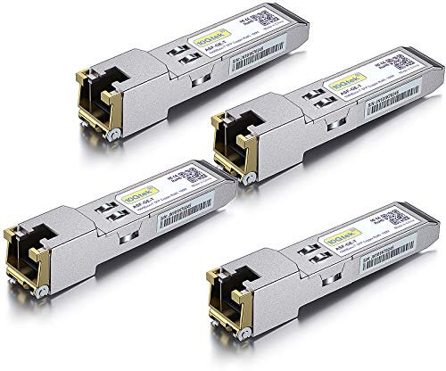 [4 Stück] 1G SFP auf RJ45 Mini Gbic Modul, 1000Base-T Kupfer Transceiver Kompatibel für Cisco GLC-T/SFP-GE-T, Meraki, Ubiquiti UniFi UF-RJ45-1G, Netgear, Zyxel, D-Link, TP-Link, QNAP, Open Switch