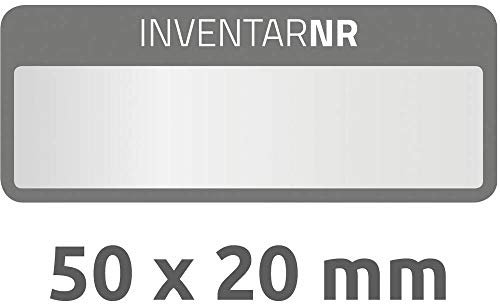 AVERY Zweckform 6905 Polyester Inventaretiketten (stark selbstklebend, strapazierbar, Kleinformat, 50x20 mm, 50 Aufkleber auf 10 Blatt) silber/schwarz