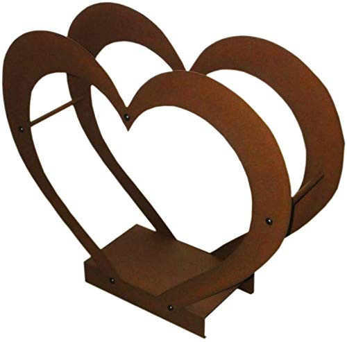 Metalltechnik Dermbach GmbH Kaminholzregal Kaminholzständer Kaminholzhalter Innen HERZ aus Metall (Corten Effect)