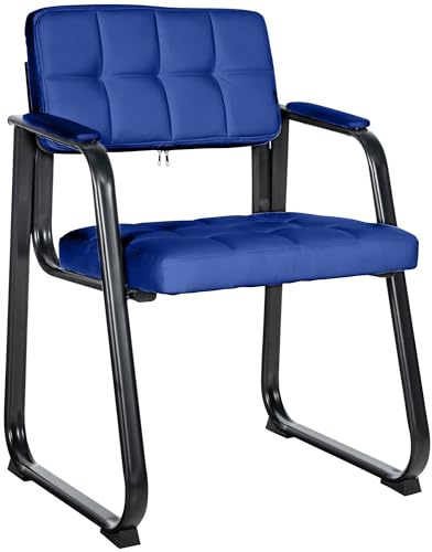 CLP Besucherstuhl gepolstert ergonomisch Canada, mit Armlehne und Stoffbezug, Metallgestell matt schwarz, bis 120 kg belastbar Farbe blau