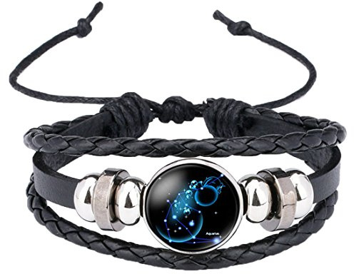 Caimeytie Kind Armschmuck Leder Wickelarmbänder Verstellbar Horoskop Sternzeichen