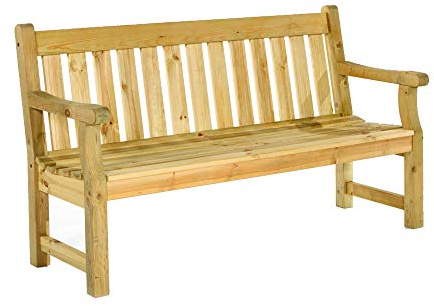 BrackenStyle Darwin Garden Bench, 3 Seat, 153cm 5ft | Scandinavian Pine, Pub Park Seat, Dip Treated, Suitable For 3 People