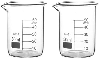 Rocwing Boro 3,3 glas graderad mätbägare för laboratorium eller kök (2 x 50 ml)