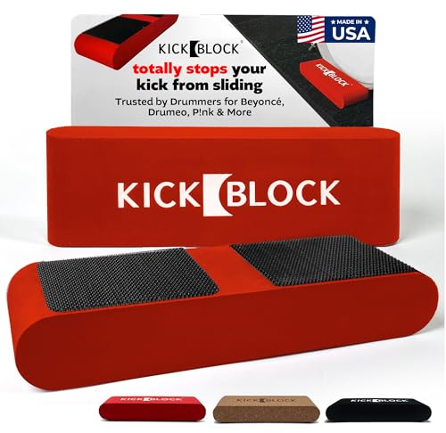KickBlock Bass Drum Anchor – World's Best Drum Stopper for Creep and Slide Prevention – Ultra-Grip Technology – Lightweight and Portable Drum Accessory – Brick Red