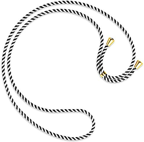 mtb more energy® Ersatz-Band für Handykette - Black & White - inklusive Endkappen (Gold) - hochwertige Austausch-Kordel - Band Seil Kette