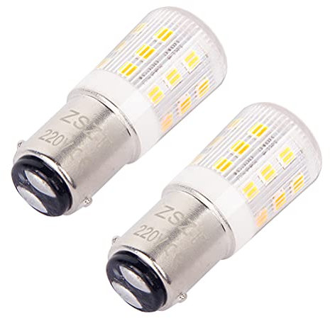 ZSZT Lampadina ba15d led 220v, Taglia piccola 5W Bianco Caldo 3000K Baionetta Doppio Contatto, per Cucire Macchina Lampade Illuminazione ecc (2 pezzi)