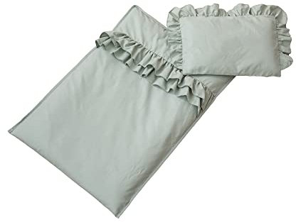Nordville Set Bettwäsche aus Baumwolle für Babys Kinder für Kinderwagen Kissen + Decke - mit Reißverschluss - Material schützt gegen Frieren und Schwitzen (Grün)