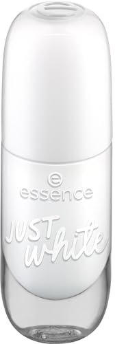 Essence gel nail colour, Nagellack, Nr. 33, Weiss, langanhaltend, Expressergebnis, schnelltrocknend, glänzend, farbintensiv, acetonfrei, vegan, ohne Mikroplastikpartikel, ohne Parfüm, 1er Pack (8ml)