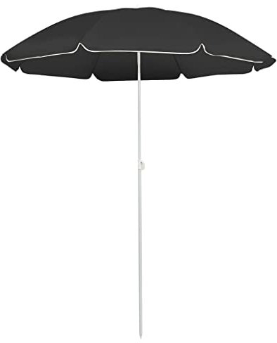 Makastle Sonnenschirm Strandschirm 180 cm Gartenschirm Marktschirm, Terrassenschirm, Kippbar, Witterungs- & UV-beständig, Sonnenschutzschirm, Sonnenschutz, Balkonschirm Schirm, Anthrazit