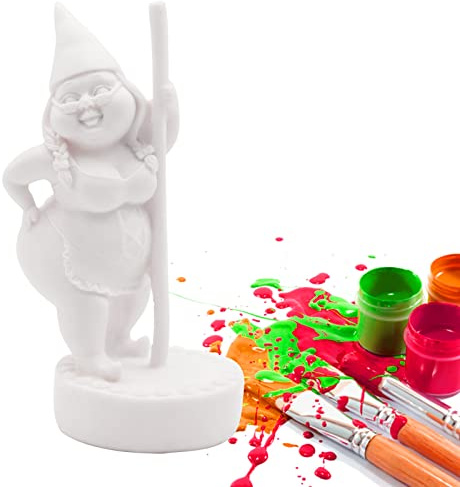 Dnoifne Paint Your Own Garden Gnome Statues, Unpainted Pole Dancing Gnome Statue, Unpainted DIY Gnome Figurines, Funny Outdoor Gnome Figure, Dancing Lady Gnome Statue(6.7/17 cm)