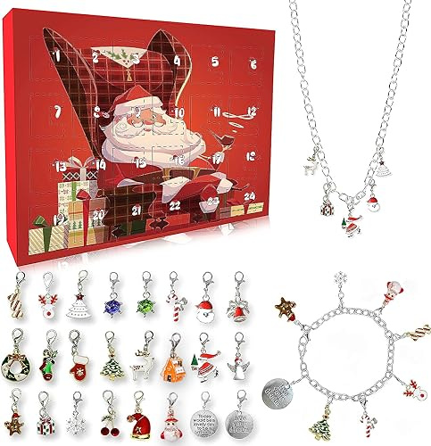 Awutzut Adventskalender 2025 für Mädchen Teenager Kinder Armband mit Halskette Schmuck Weihnachtskalender