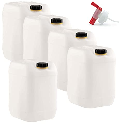 Petri x 30 Liter Getränke- und Wasserkanister DIN 61 mit 1 x Ablaufhahn | UN-Zugelassen Lebensmittelecht BPA frei | Gastronomie Gewerbe Camping Wohnwagen | Robuste Qualität aus DE (30, Natur)