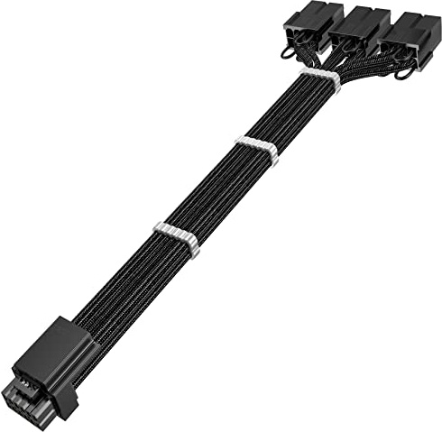 AsiaHorse PCIE 5.0 GPU 16AWG PC-Netzteile Verlängerungskabel, 12VHPWR Power Sleeved Cable Extension für RTX 3090Ti/4070Ti/4080/4090, 30CM, Schwarz