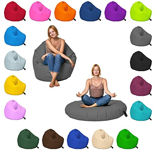 Momiralland Sitzsack 2 in 1 Funktion für bequemes Sitzen & Liegen – Indoor & Outdoor da er Wasserfest ist – Bdenkissen – für Kinder & Erwachsene (Beige, 145 cm - Durchmesser)