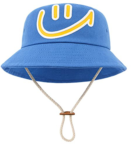 JUPSK Barn hinkhatt, unisex småbarn solhatt bomull strandhatt, babyansikte pojkar flickor skyddshatt andningsbar sommar solhatt utomhus lekhatt för 1-4 år blå, BLÅ, 1-4 År