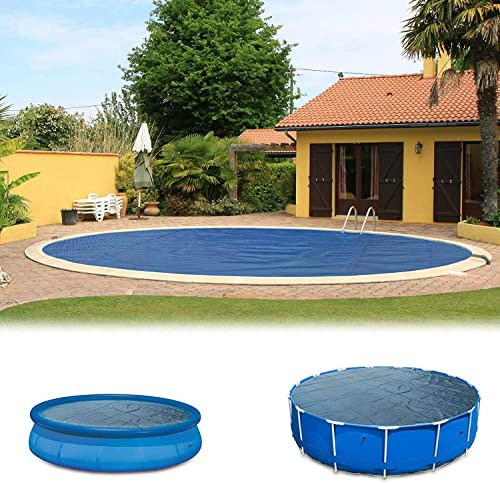 Poolpanda Premium Bâche à Bulles Ø 366 cm Rond | Épaisseur 400 µm | Noir/Bleu | découpable | Couverture de Piscine Solaire | Chauffage de Piscine