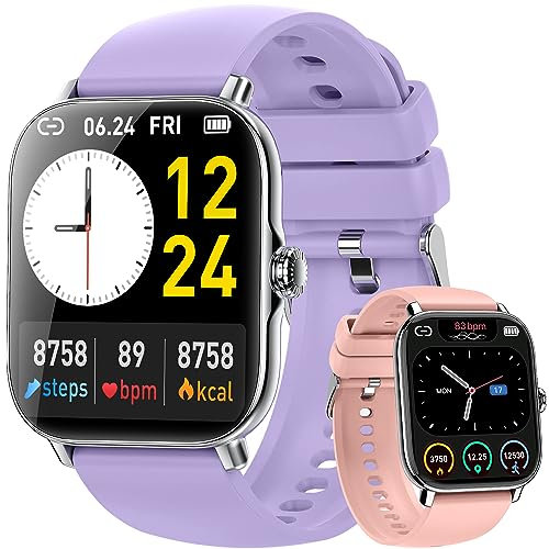 zhizhi Smartwatch Damen Herren Fitnessuhr Armbanduhr Bluetooth Anrufe mit Pulsmesser Herzfrequenz blutdruckmessung Schrittzähler IPX8 Wasserdicht 20 Sportmodi Aktivitätstracker Sportuhr für Android