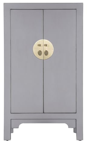 Fine Asianliving Chinesischer Schrank Pastellgrau - Orientique Kollektion B70xT40xH120cm China Chinesischer Schrank Chinesischer Hochzeitsschrank Orientalische Möbel Asiatische