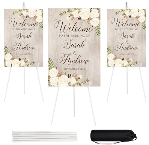 JEAWIWI Weiße Staffelei-Ständer für Hochzeitsschilder, 168 cm, leicht, verstellbar, Kunstposter-Board-Ständer für Ausstellung, Hochzeit, Willkommensschild, Metall-Staffelei zum Malen mit tragbarer