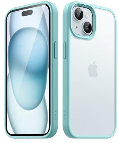 JETech Matte Hülle für iPhone 15, Hellblau | Robuster Schutz, Matte Rückseite, Anti-Fingerabdruck, Stoßfestes Design