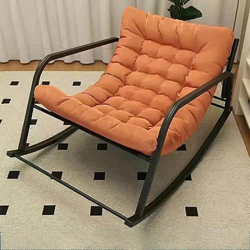 Schaukelstuhl Modern Schaukelsessel Freizeitstuhl Garten Schaukelstuhl Mit Gepolstert Rückenlehne Armlehnstuhl Bequemer Beistellstuhl, Schwingsessel Für Balkon Lese-Schlafzimmer ( Color : Orange )
