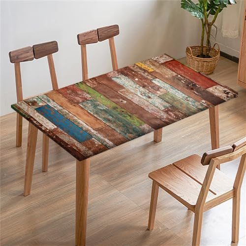 FANSU Arcobaleno Tovaglia Rettangolare Piazza Copritavolo con Bordo Elastico, 4/6/8FT Copritavolo Tavolo Panno per Esterno Sala da Pranzo Cucina Ristorante Giardino (140x80cm,Marrone)