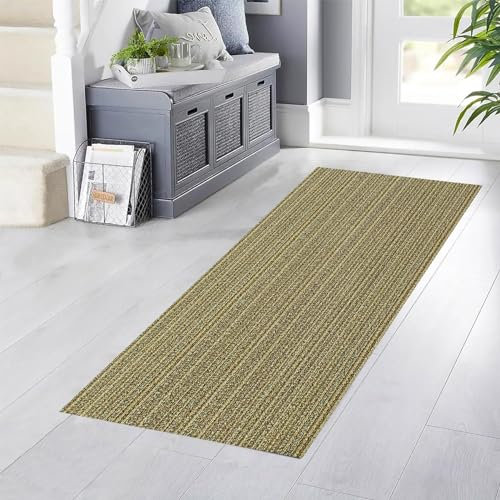 YANHONG Handwebteppich Läufer Teppich 50 x 300 cm Benutzerdefinierte Länge Teppichläufer auf Maß mit Anti-Rutsch Unterseite für Drinnen und Draußen, Gelb