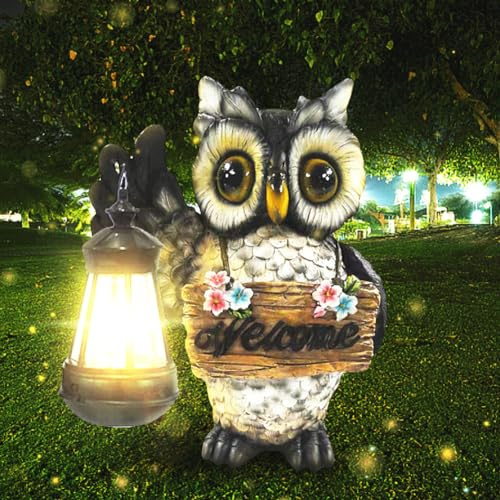 HIAME Gartendeko Figuren Solar Licht, Elefant Ente Tier Statue Deko für Garten, Gartenfiguren Solar Beleuchtete Skulptur Ornamente für Außen, Harzskulptur Tierstatuen Figuren mit Solarlicht (L)