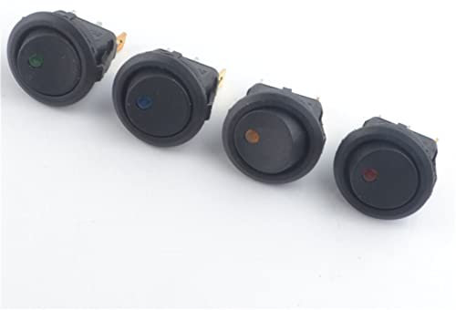 ELTOX Interrupteur à Bascule 4 pièces Voiture 12V/220V 3 Broches 4 Couleurs Chaque Oeil de Chat Rond Point à Bascule Bateau lumière LED Interrupteur à Bascule SPST (Color : 5V, Size : 220V)