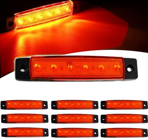 VISSQH 10 Pezzi LED Indicatori Laterali Luci,12V/24V Luci di posizione laterali indicatori, LED Laterali/Anteriore/Posteriore Indicatori,per camion, ecc(rosso)