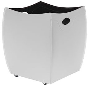LIMAC Design BOTTE Kaminholzkorb aus Leder, holzkorb für kaminholz Modern und Design, Brennholzkorb mit gummierten Rädern, Exklusives Produkt, hergestellt in Italien. Weiß