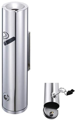 Wandaschenbecher – Wandaschenbecher für den Außenbereich, gebürsteter Edelstahl, Wandaschenbecher für den Außenbereich, Zylinder, ideal für den Einsatz außerhalb von Büros, Restaurants und Bars (Far