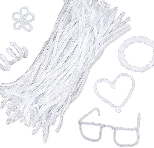100Pcs Pfeifenreiniger,Weiß Pfeifenreiniger zum Basteln, 30cm Lang | Chenilledraht Basteldraht für Kinder DIY Handgemacht