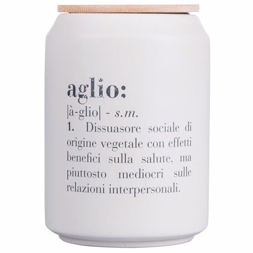 Villa d'Este Home Tivoli Barattolo aglio 1600 ml in gres, coperchio in bambù, Victionary