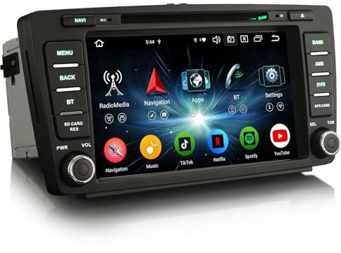 8-Kern 4GB RAM 64GB ROM 8 Zoll Android 14 Autoradio Bluetooth GPS Navi Für Skoda Octavia Superb Yeti Rapid Roomster Unterstützt CarPlay Android Auto DAB+ WiFi 4G DSP USB OBD2 CD Player IPS Bildschirm