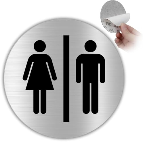 LEIASA | Aufkleber für Toilette Damen und Herren - Dicke 0,8 mm - Durchmesser Ø 100 mm - Toilettenschilder aus Aluminium - Toilettenschild - Damen und Herren