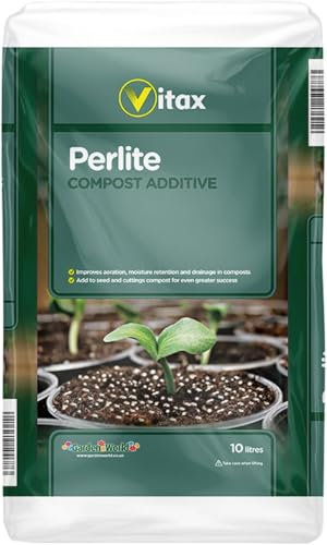 Perlite 10 Litres, Lightweight Volcanic Soil Amendment for Improved Water Retention, Root Development & Seed Germination