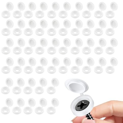 Daryunk 50pcs Plastic Hinge Screw Cover Caps, Suitable for M5 Screws, 13.5mm Snap on Cover, Furniture, Electronics, and DIY Projects, White