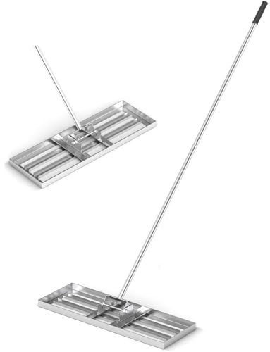 BCSRVCE Rastrillo nivelador de césped de 30/36/42 x 10, de Acero Revestido con Mango Largo de 77, Herramienta para nivelar el Suelo de Campos de Golf (30 x 10, Plateado)